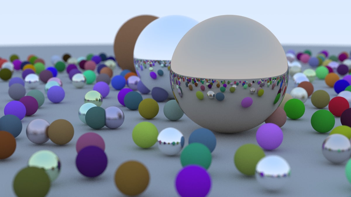 The final scene produced by the Raytracer in Go